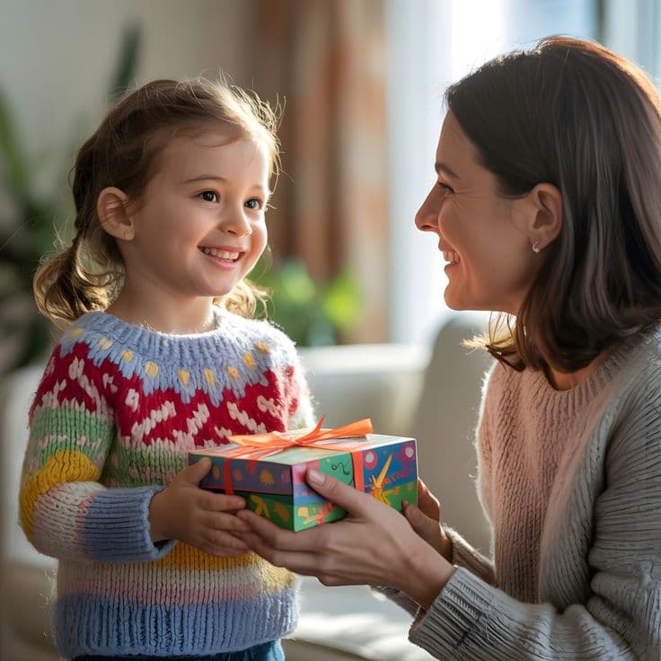 Mãe presenteando filha